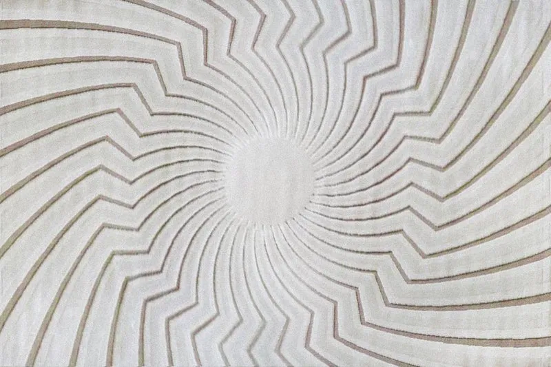 Alfombra blanca crudo con motivos circulares beige 160 x 230 cm ALEO