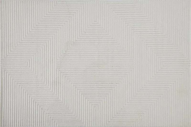 Alfombra blanca cruda con rombos beige 160 x 230 cm ROUBY