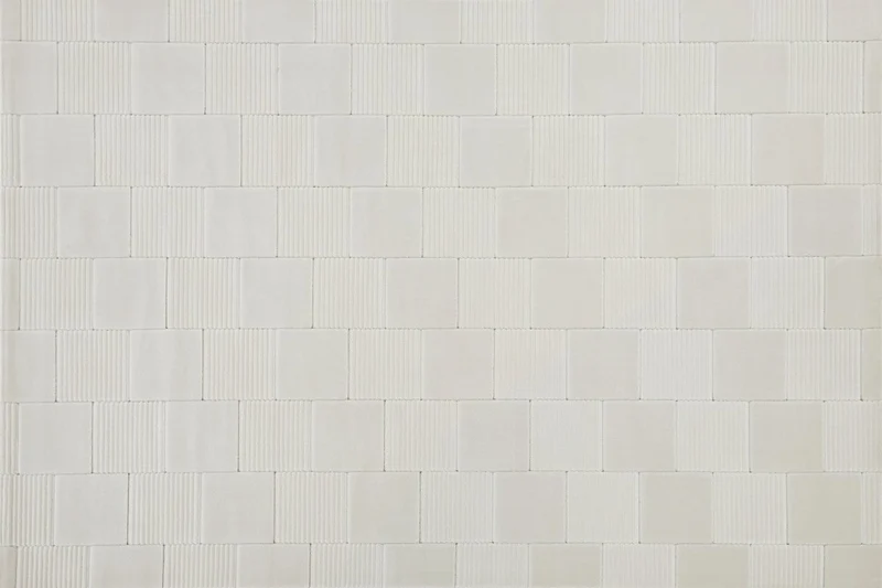 Alfombra blanca crudo con cuadros texturados 160 x 230 cm KARLINE