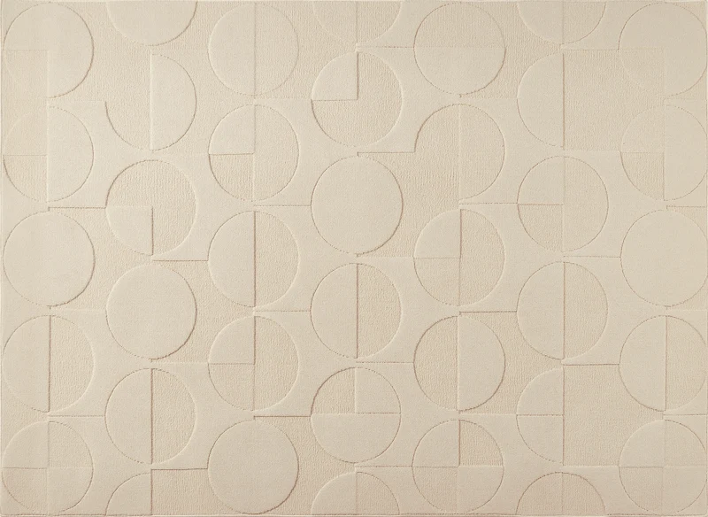 Alfombra beige con motivos redondos 160 x 230 cm PURO