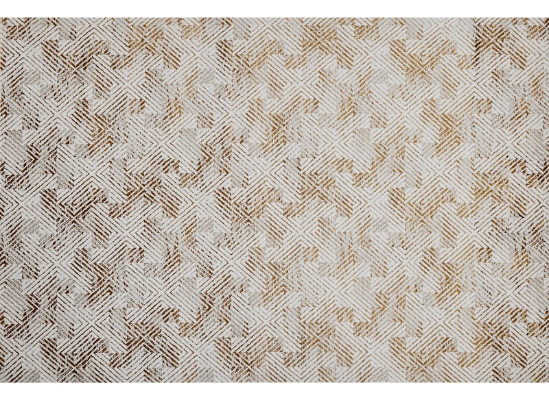 Alfombra geométrica beige y marrón 200 x 290 cm CARAMEL