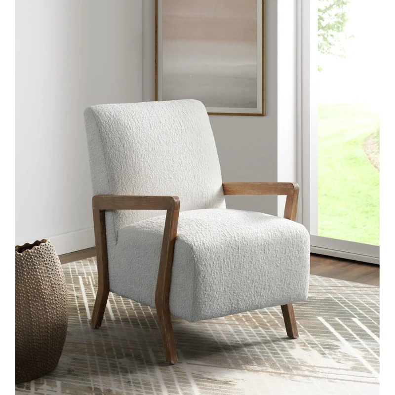 Elements International Enzo Accent Chair Sheep Skin White