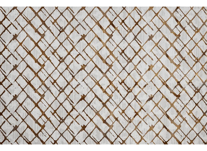 Alfombra geométrica taupe y marrón 200 x 290 cm LATTICE