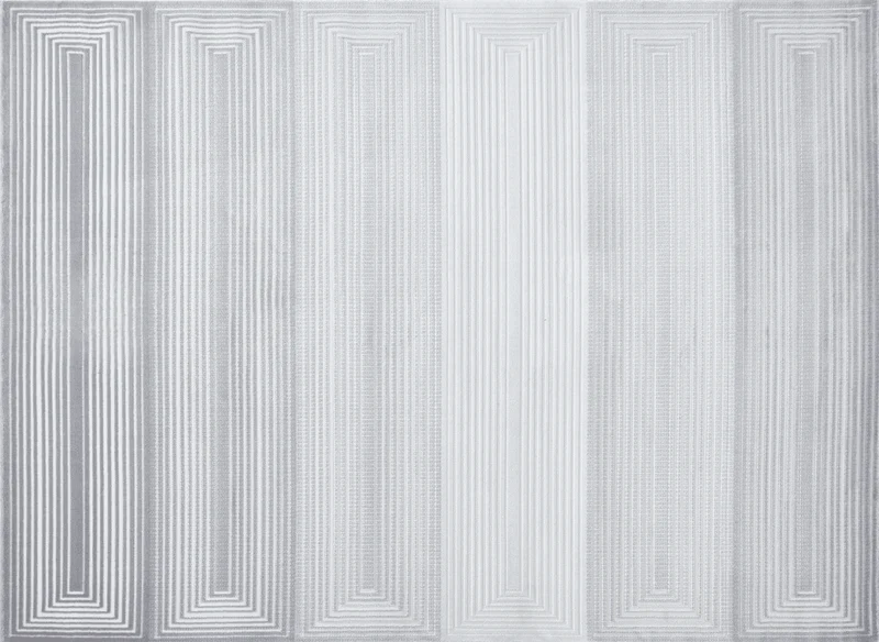 Alfombra gráfica art déco gris y blanca 160 x 230 cm HALL