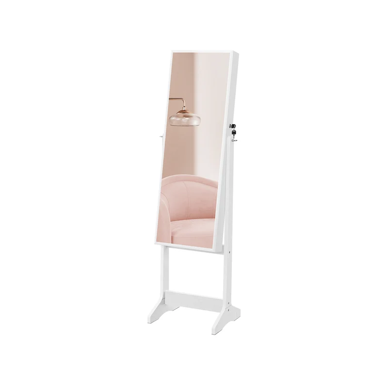 Espejo Joyero Superficie Blanca y Forro Beige