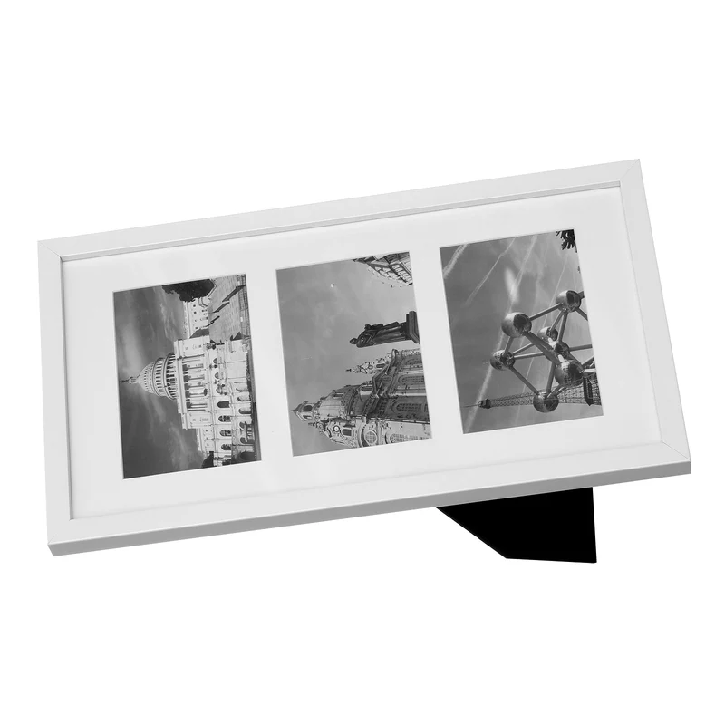 SONGMICS Collage de Marco para 3 Fotos, 10 x 15 cm de Cada Uno, Moderno, MDF, Protección de Vidrio, Blanco