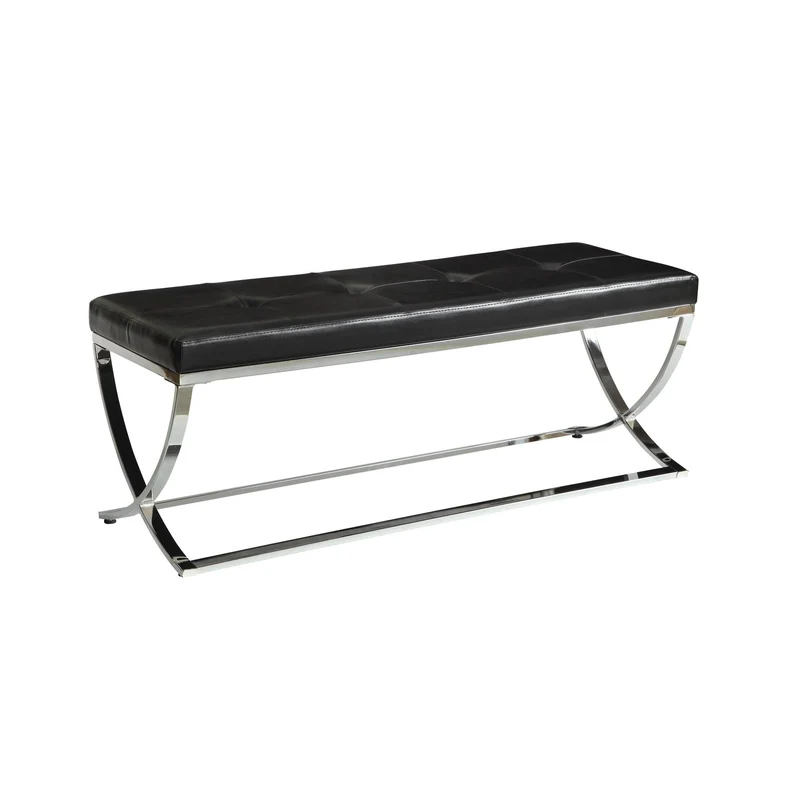 Coaster Furniture Walton 501156 Leatherette Upholstered Tufted Accent Bench - Black