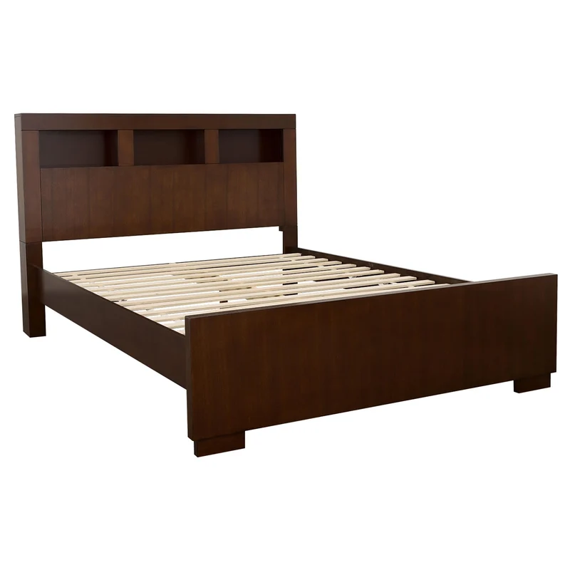 Coaster Furniture Jessica 200719KE Eastern King LED Storage Bookcase Bed - Cappuccino