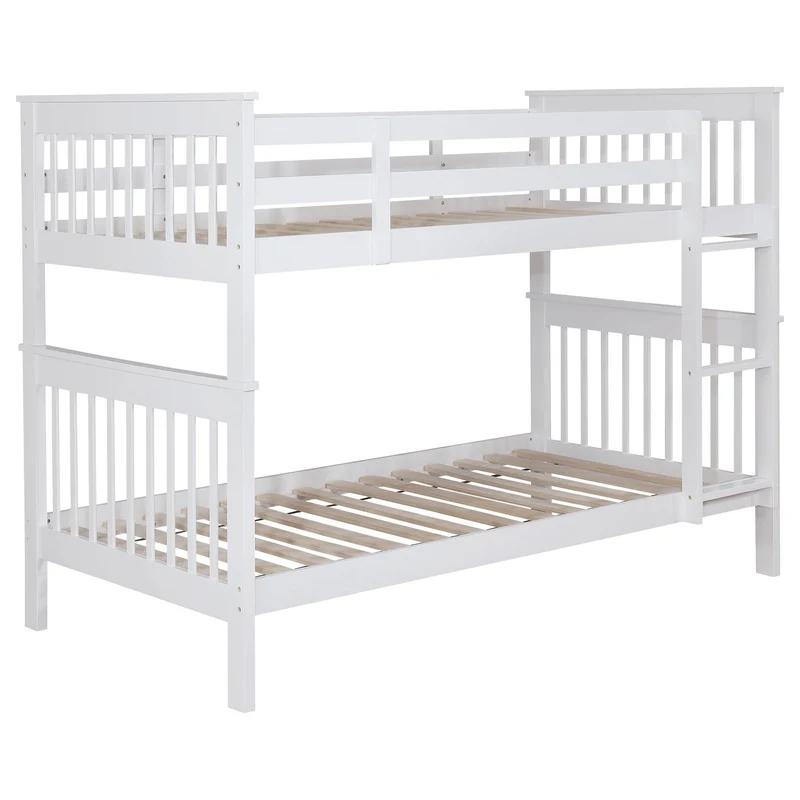 Coaster Furniture Chapman 460244N-SM Wood Twin Over Twin Bunk Bed with Mattress - White
