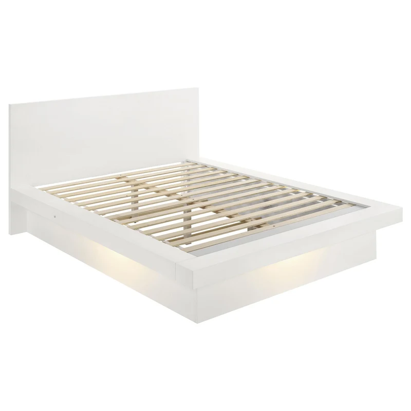 Coaster Furniture Jessica 202990KE Wood Eastern King LED Panel Bed - Snow White