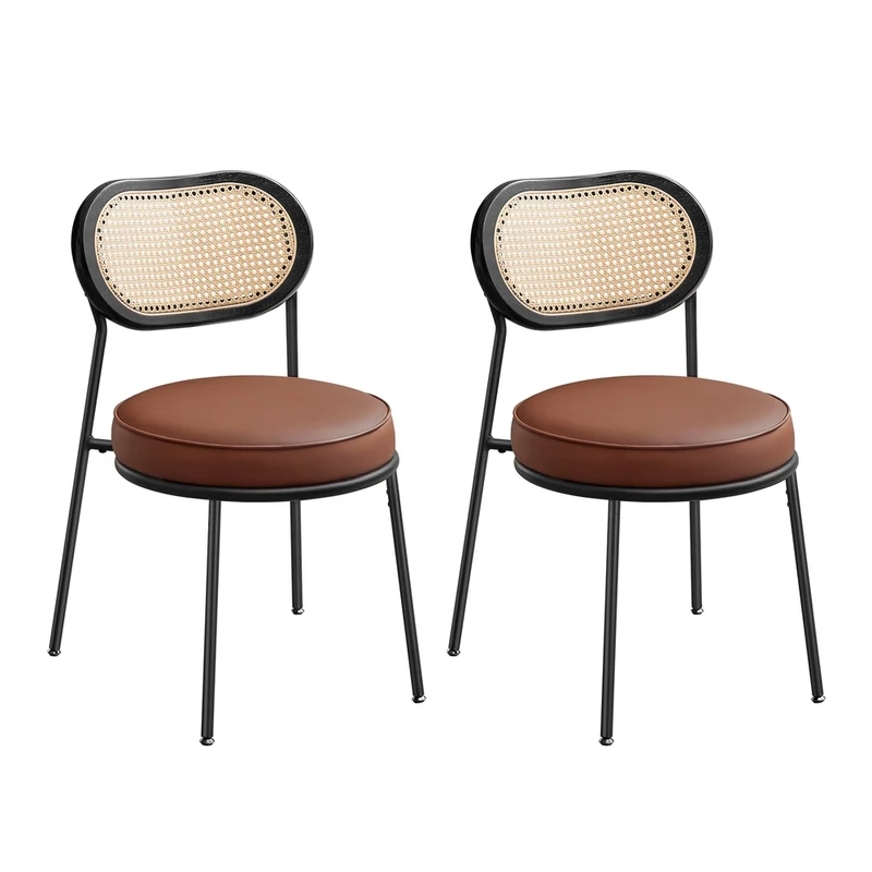 Juego de 2 Sillas de Comedor con Respaldo de Ratán Bobo PE