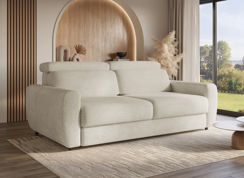 Sofá convertible express TOGO de 3 plazas en pana beige