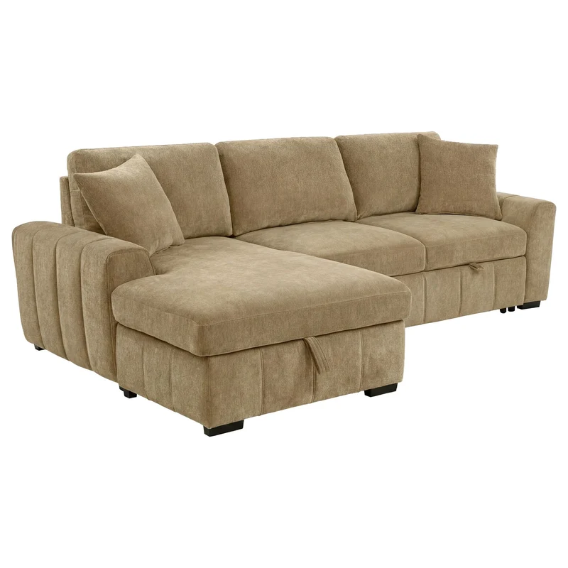 Coaster Furniture Pastrana 500358 Upholstered Sleeper Sectional Sofa LAF Chaise - Camel