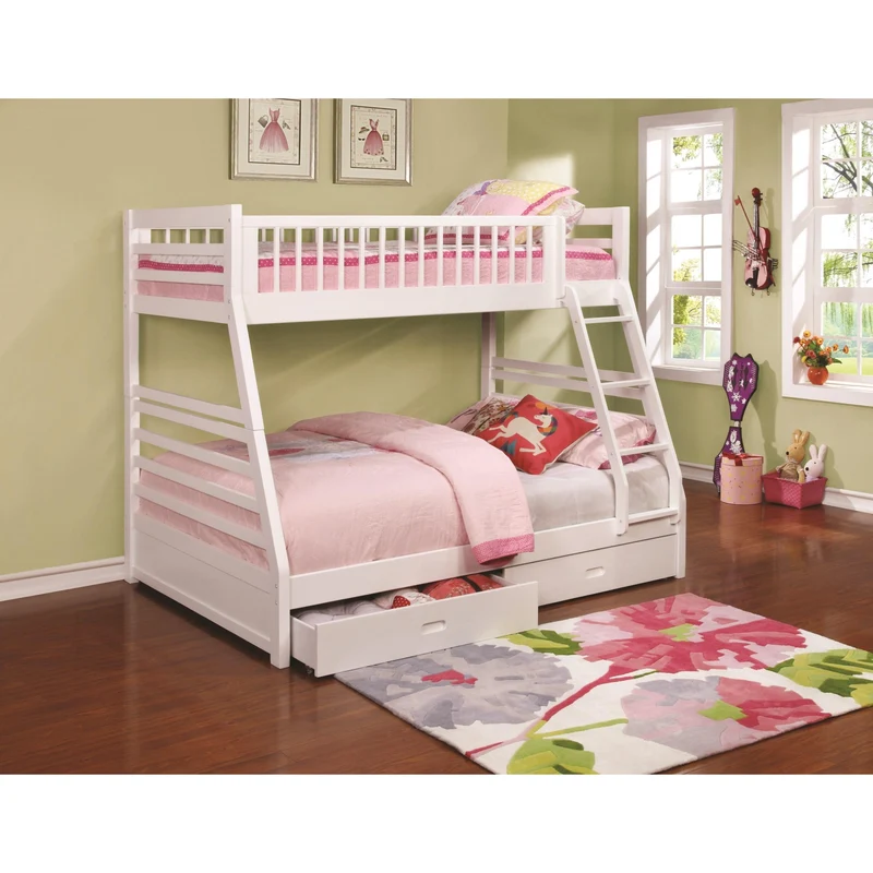 Coaster Furniture Ashton 460180 2-Drawer Wood Twin Over Full Bunk Bed - White