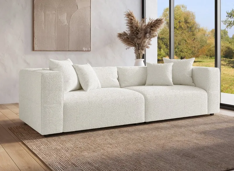 Sofá fijo de 4 plazas EVELYNE efecto piel de oveja beige