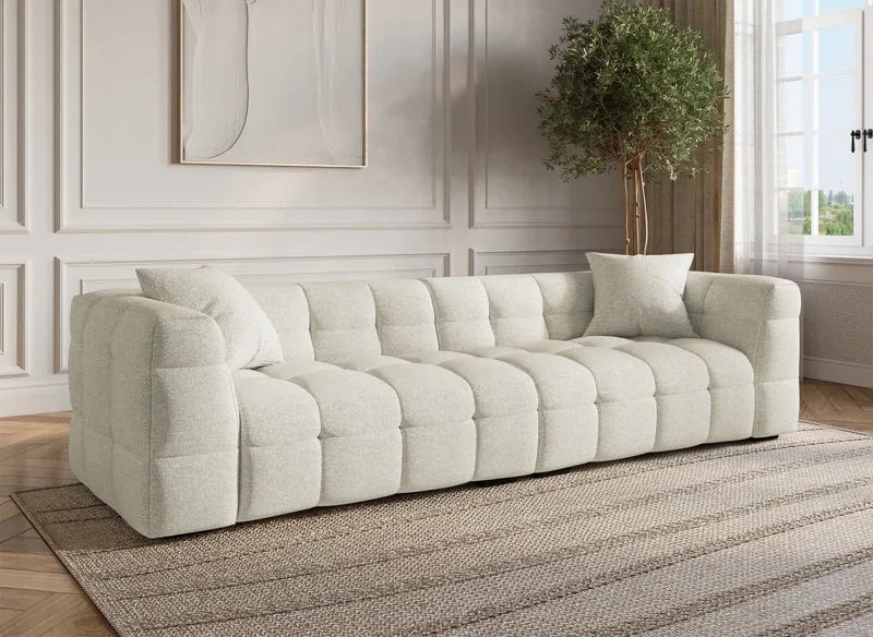 Sofá fijo BELLA de 4 plazas en tejido beige