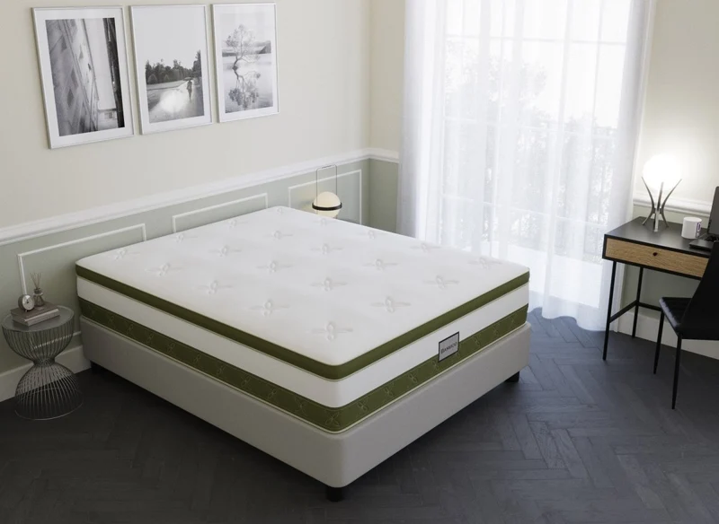 Colchón híbrido BAMBOO de 160 x 200 cm con muelles ensacados y espuma viscoelástica, 30 cm de grosor