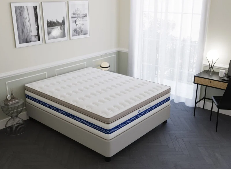 Colchón híbrido REFRESH de 140 x 190 cm con muelles ensacados y espuma viscoelástica, 32 cm de grosor