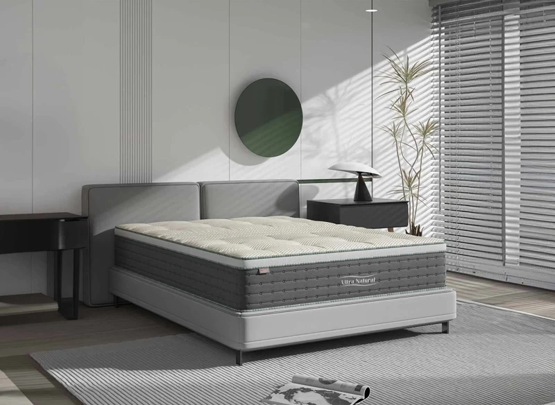 Colchón híbrido NATURAL de 180 x 200 cm con muelles ensacados y seda, 29 cm de grosor