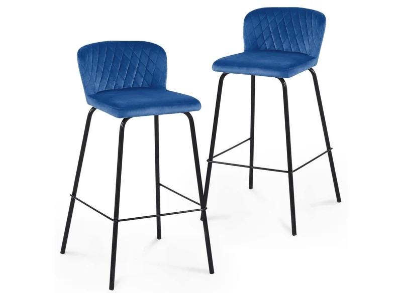 Juego de 2 taburetes de bar de diseño BOSCO en terciopelo azul