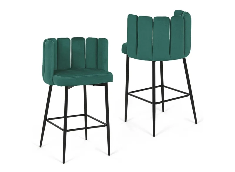 Juego de 2 taburetes de bar de diseño DEBBY en terciopelo verde