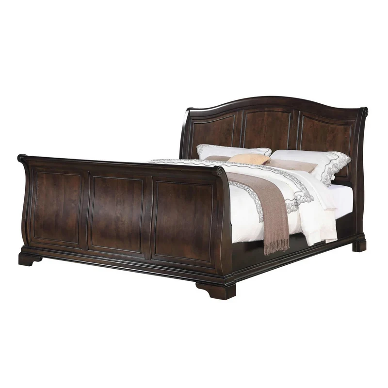 Elements International Cameron CM750KSB King Sleigh Bed - Cherry