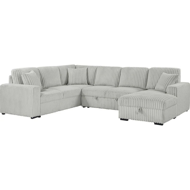 Coaster Furniture Devonshire 501208 Sleeper Sectional Sofa Storage Chaise - Grey