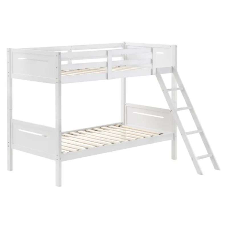 Coaster Furniture Littleton 405051WHT Wood Twin Over Twin Bunk Bed - White