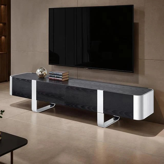 Furniture of America Leknes FM-AC8028SV-TV TV Stand Black with Silver Frame