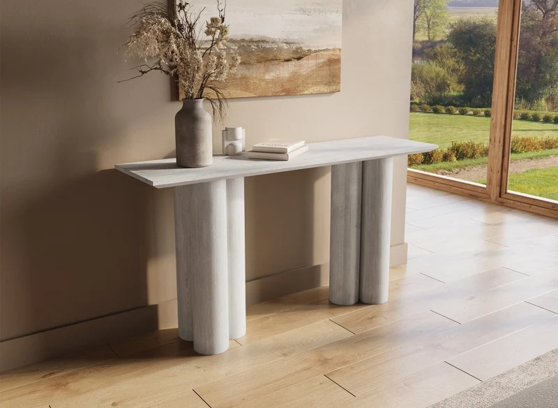 Mesa consola ROSALIA blanca con patas de forma orgánica
