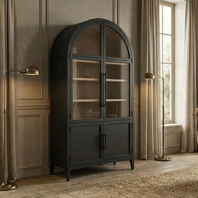 Furniture of America Minster FM-AC8029BK Arched Cabinet