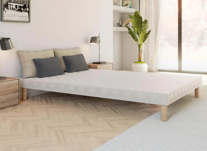 Base de cama tapizada de 160 x 200 cm + 4 patas