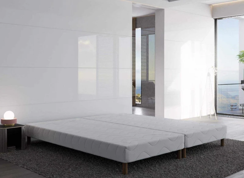 Base de cama tapizada de 160 x 200 cm + 8 patas (2 x 80 x 200 cm)