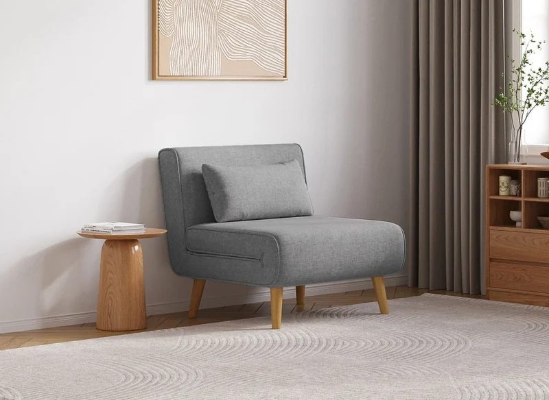 Sillón convertible TONKA en tela gris
