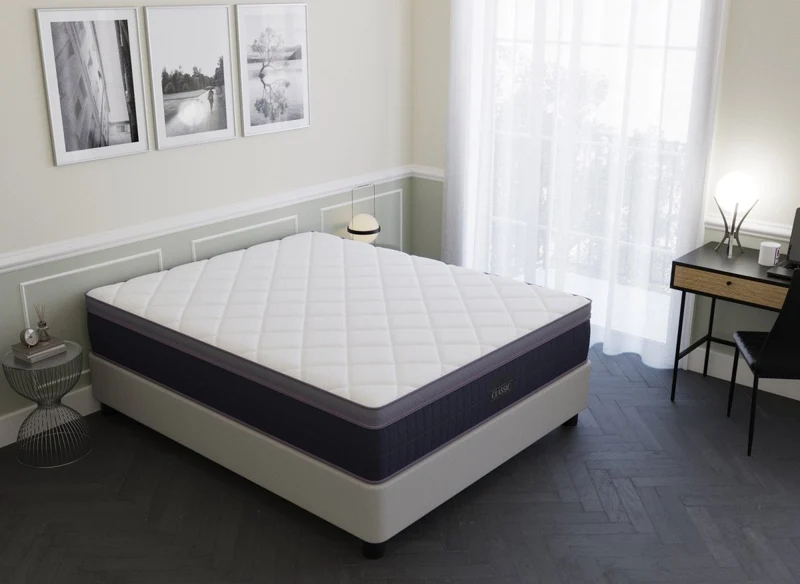 Colchón híbrido CLASSIC de 160 x 200 cm con muelles ensacados y viscoelástica, 31 cm de grosor.