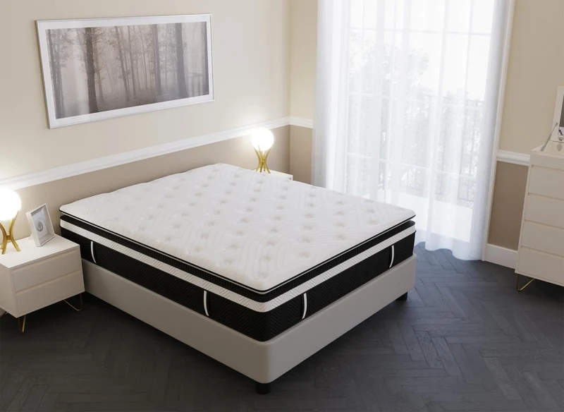 Colchón híbrido de espuma viscoelástica CLOUDY de 140 x 190 cm y 35 cm de grosor.