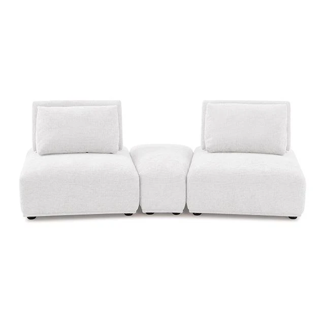 Furniture of America Stavanger FM63001WH-D Curved 2-Seater with Ottoman