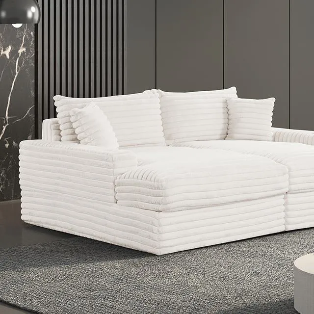 Furniture of America Tavedestrand FM6900WH-PK Double Chaise Sofa