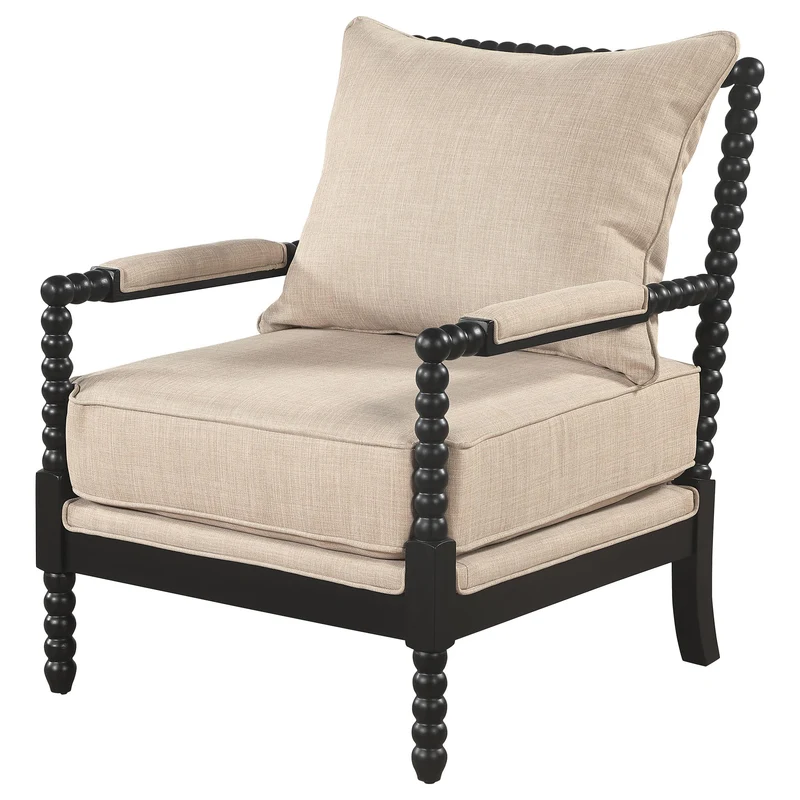 Coaster Furniture Blanchett 903237 Upholstered Bobbin Accent Chair - Beige/Black