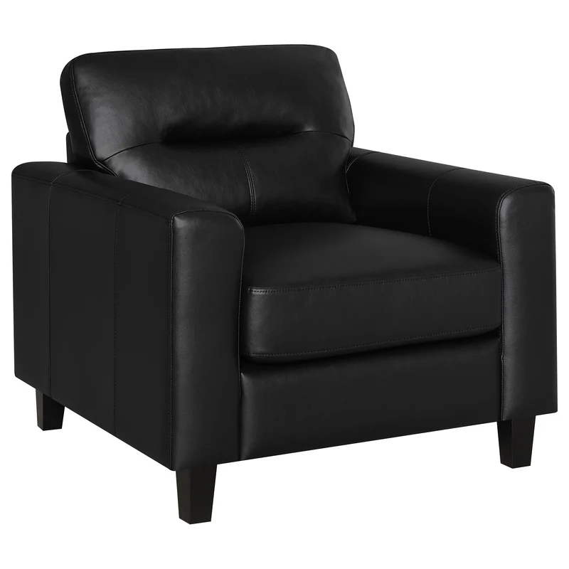 Coaster Furniture Scotland 504666 Faux Leather Upholstered Track Arm Chair - Black