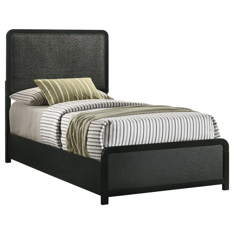 Coaster Furniture Cavelle 223661T 51-inch Upholstered Twin Panel Bed - Black