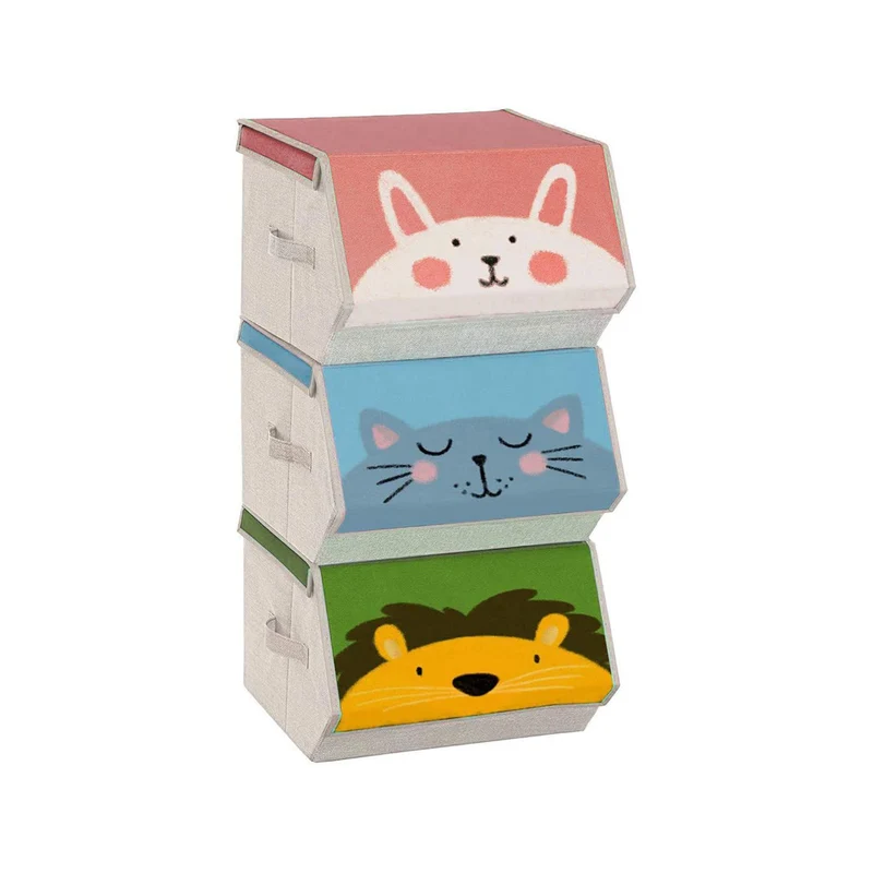 Juego de 3 Cajas Almacenaje Tela Infantil