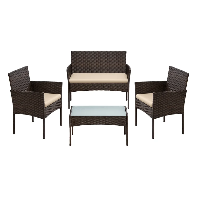 Conjunto de Muebles de Jardín de Patio Ratán Mimbre de PE