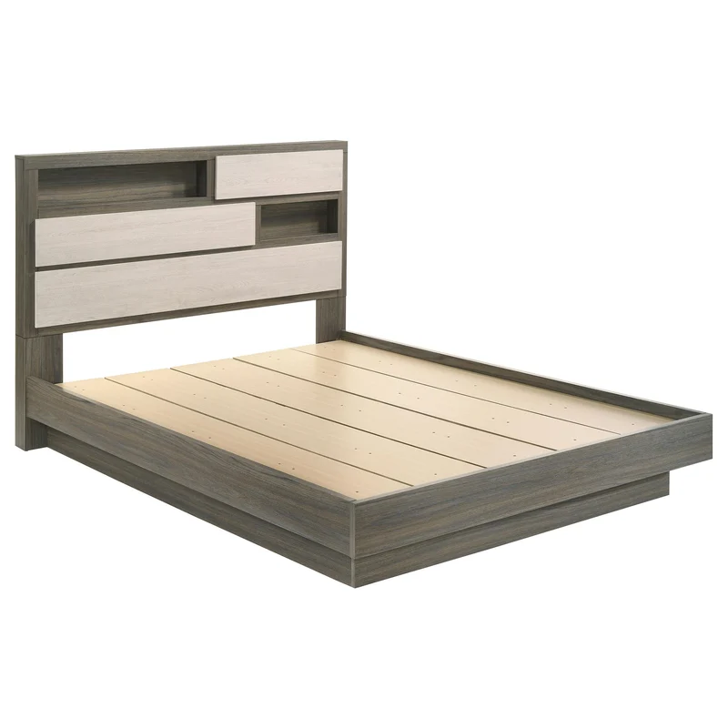 Coaster Furniture Fenwick 224981Q Queen Bed Bookcase Headboard - Grey Oak