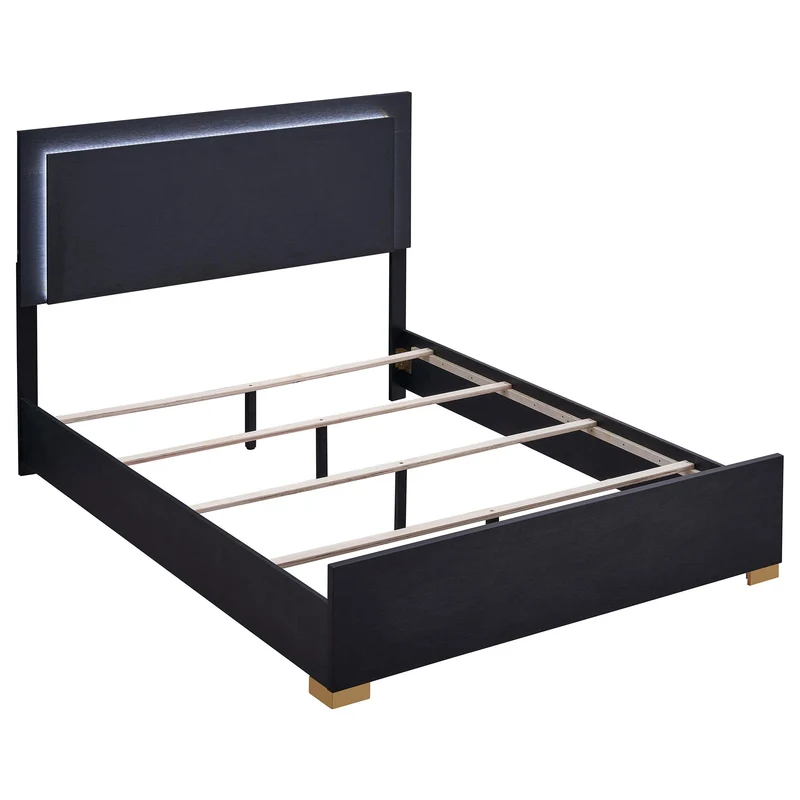 Coaster Furniture Marceline 222831Q Wood Queen LED Panel Bed - Black