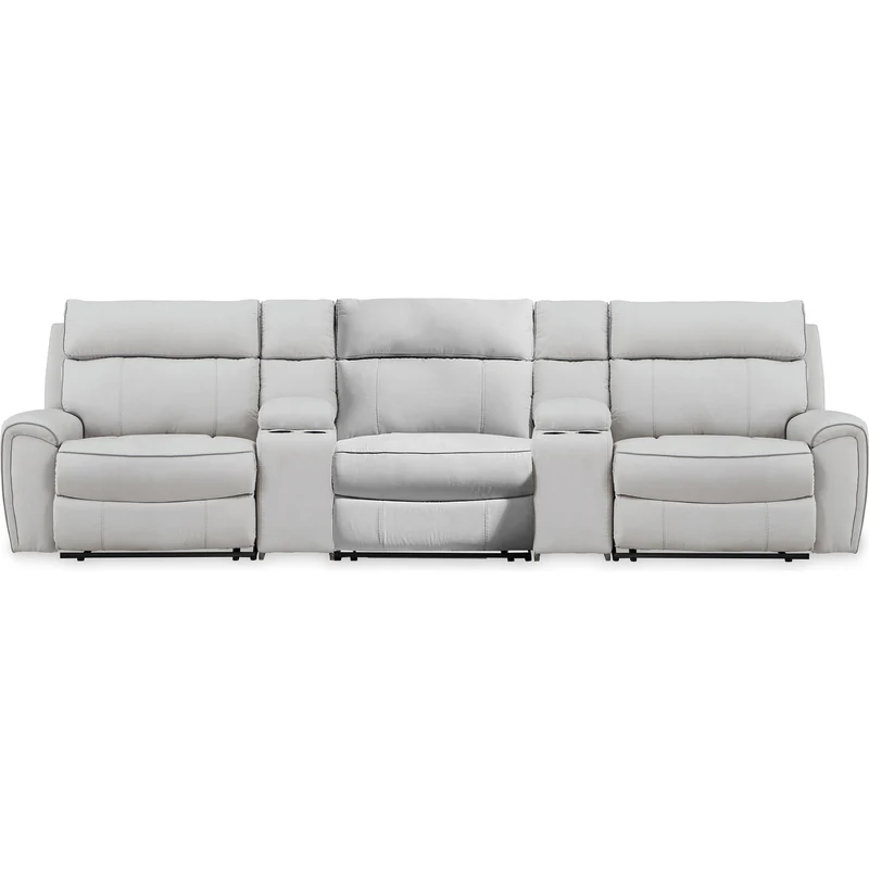 Signature Design by Ashley Social Pointe PC98802S39 5 pc Reclining Sectional with Storage Consoles