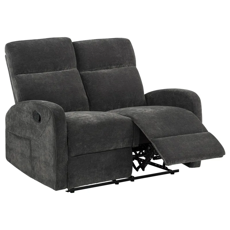 Coaster Furniture Hamilton 603375 Chenille Upholstered Manual Reclining Loveseat - Charcoal Grey