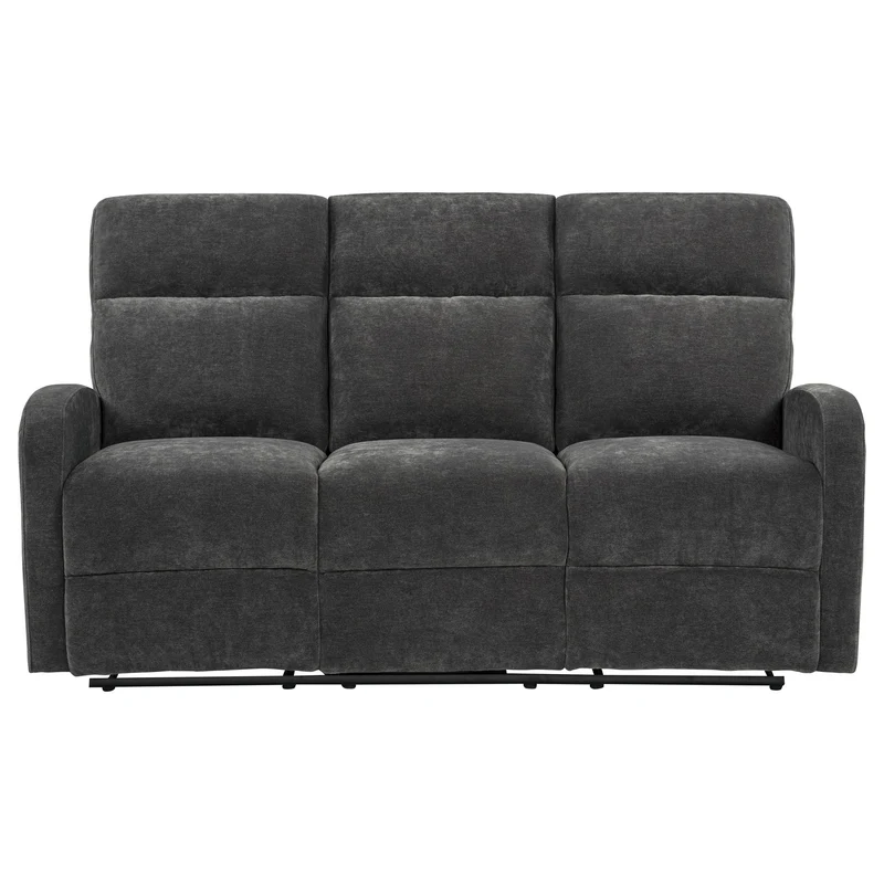 Coaster Furniture Hamilton 603374 Chenille Upholstered Manual Reclining Sofa - Charcoal Grey