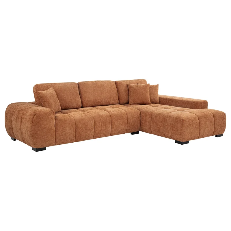 Coaster Furniture Octavia 509350 Upholstered Sectional Chaise Sofa - Orange