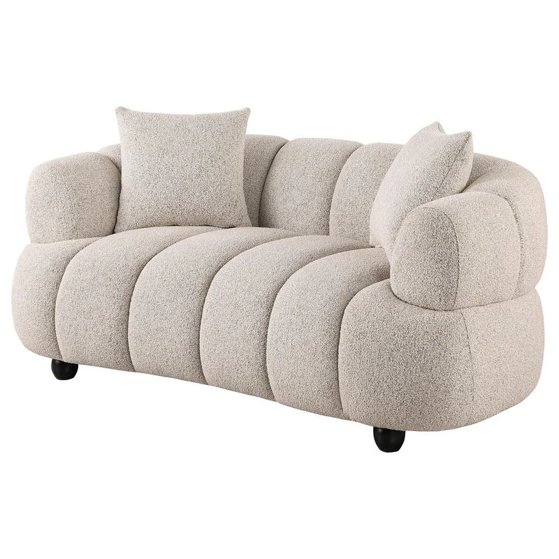 Coaster Furniture Whitney 503722 Contemporary Channel Tufted Woven Fabric Upholstered Loveseat